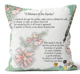 A Moment in the Garden Cushion – The Painted Poem