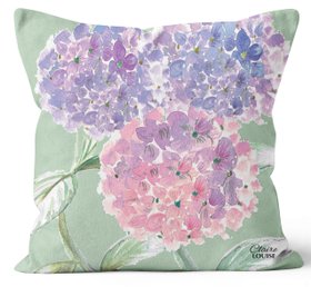 Hydrangea Trio Cushion -  Celadon Green