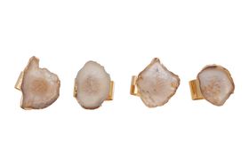 NATURAL & GOLD AGATE NAPKIN RINGS