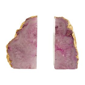 AGATE PINK & GOLD BOOKENDS