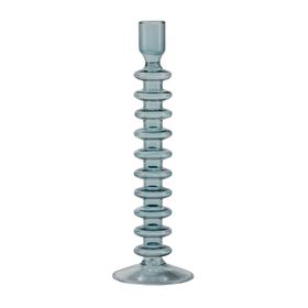 Light Blue Ring Glass Candlestick Holder