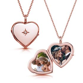 Diamond Set Personalised Locket – Rose Gold