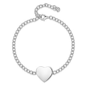 Silver Heart Chain Personalised Bracelet