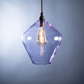 Olive Coloured Glass Pendant Light - Lilac