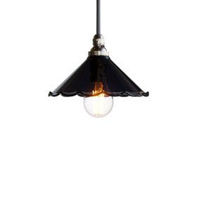 Florrie Frilled Coloured Glass Pendant Light - Inky Black