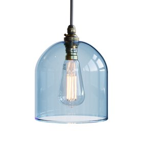 Frieda Straight Edge Coloured Glass Pendant Light - Pale Blue