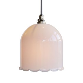 Frieda Straight Edge Coloured Glass Pendant Light - Opal