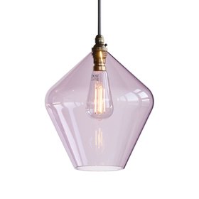 Olive Coloured Glass Pendant Light - Pink - Large