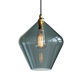 Olive Coloured Glass Pendant Light - Smoke - Large