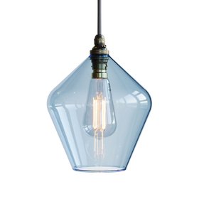 Olive Coloured Glass Pendant Light - Pale Blue