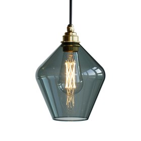 Olive Coloured Glass Pendant Light - Smoke