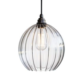Wanda Clear Ribbed Glass Pendant Light - Medium