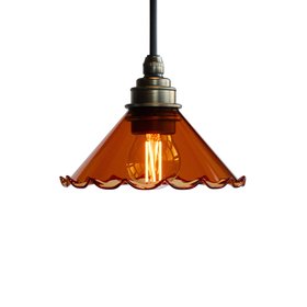 Florrie Frilled Coloured Glass Pendant Light - Amber