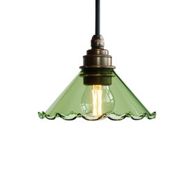 Florrie Frilled Coloured Glass Pendant Light - Lime Green