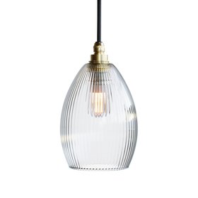 Jules Bathroom IP44 Pendant Light Fine Ribbed Glass - Small