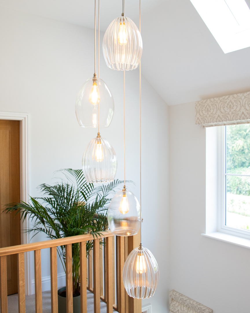 Jules Large 5 Way Mixed Clear Glass Cluster Chandelier Light