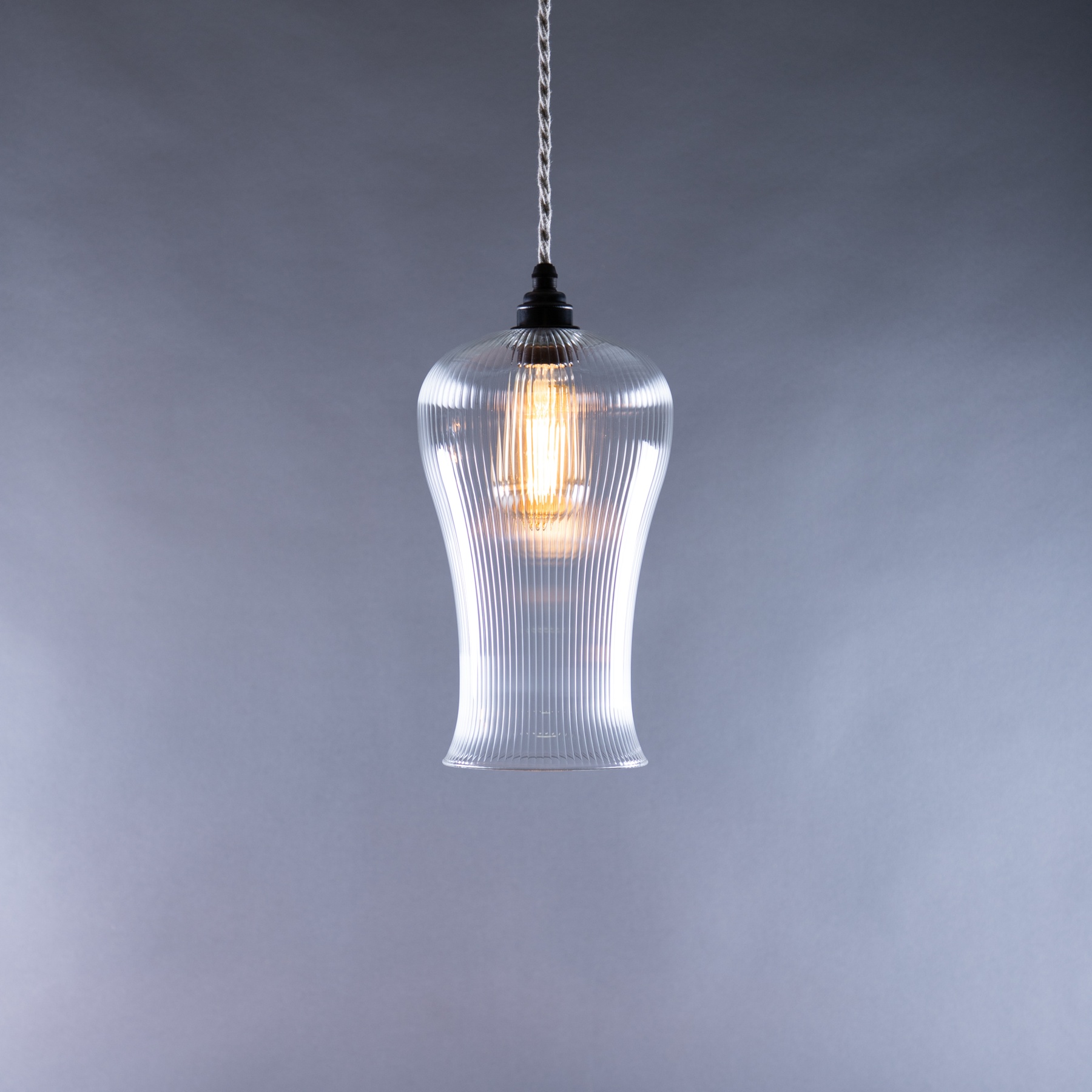 Ned Large Fine Ribbed Glass Pendant Light