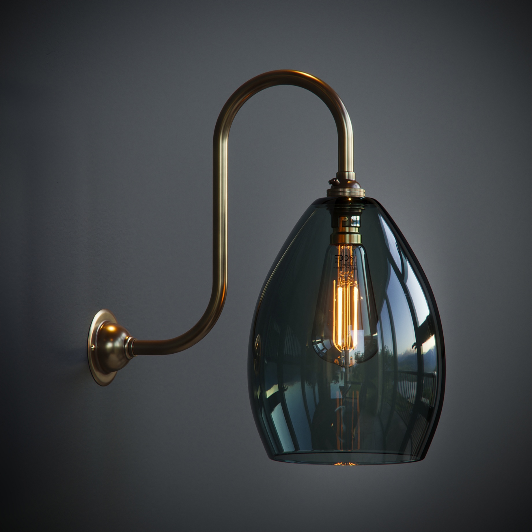 Jules Medium Coloured Glass Swan Wall Light - Smoke