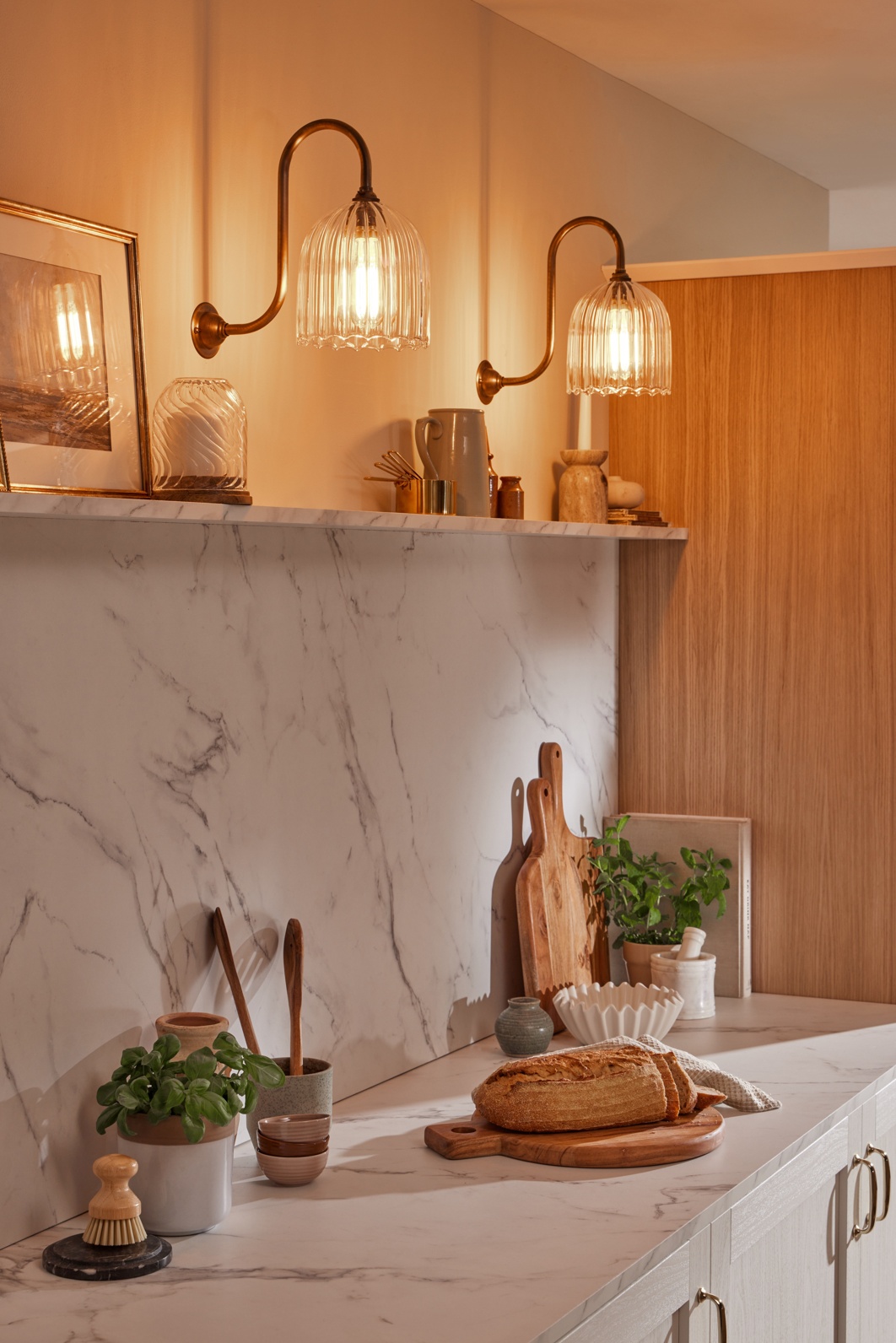 Swan Neck Frieda Ribbed Glass Wall Light