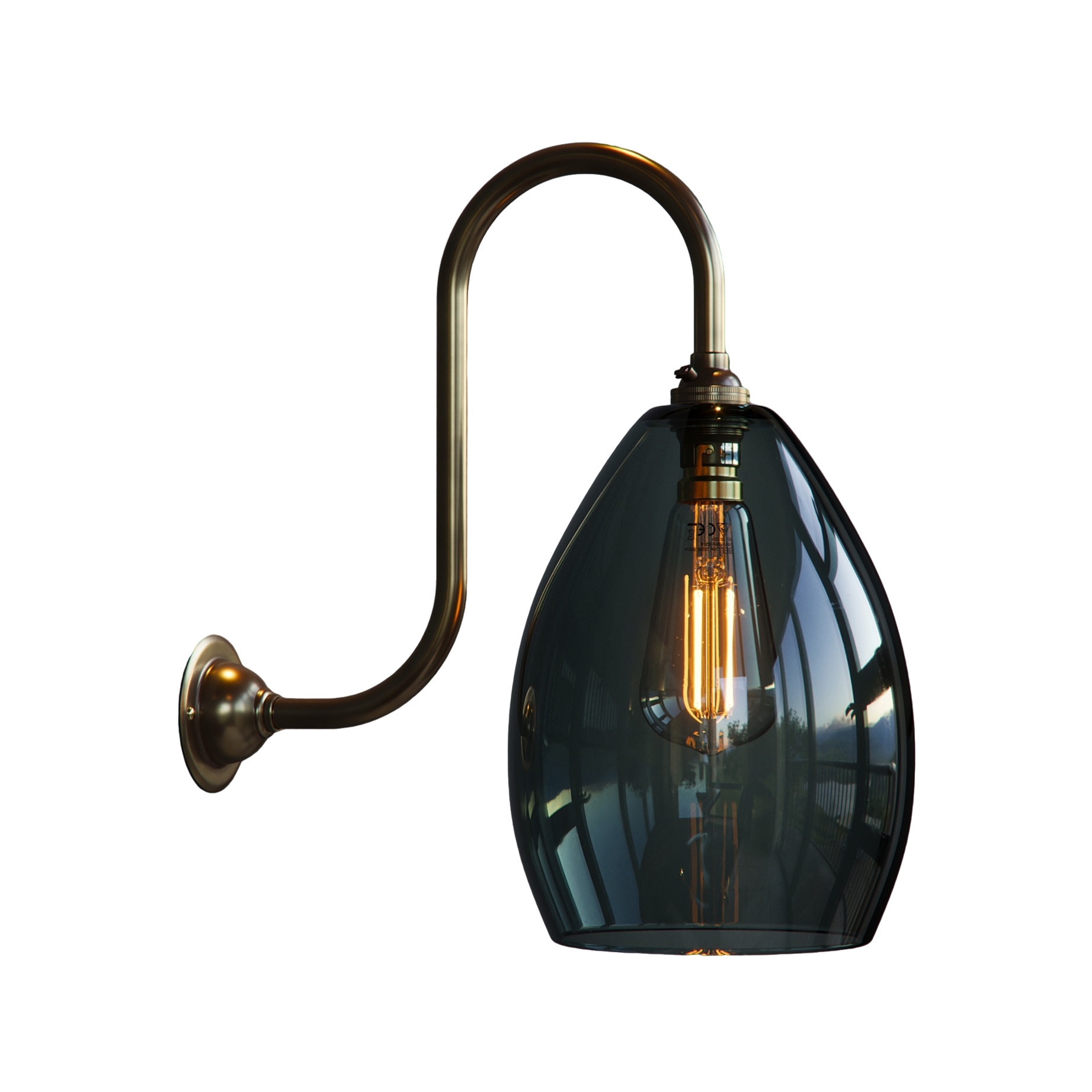 Jules Medium Coloured Glass Swan Wall Light - Smoke