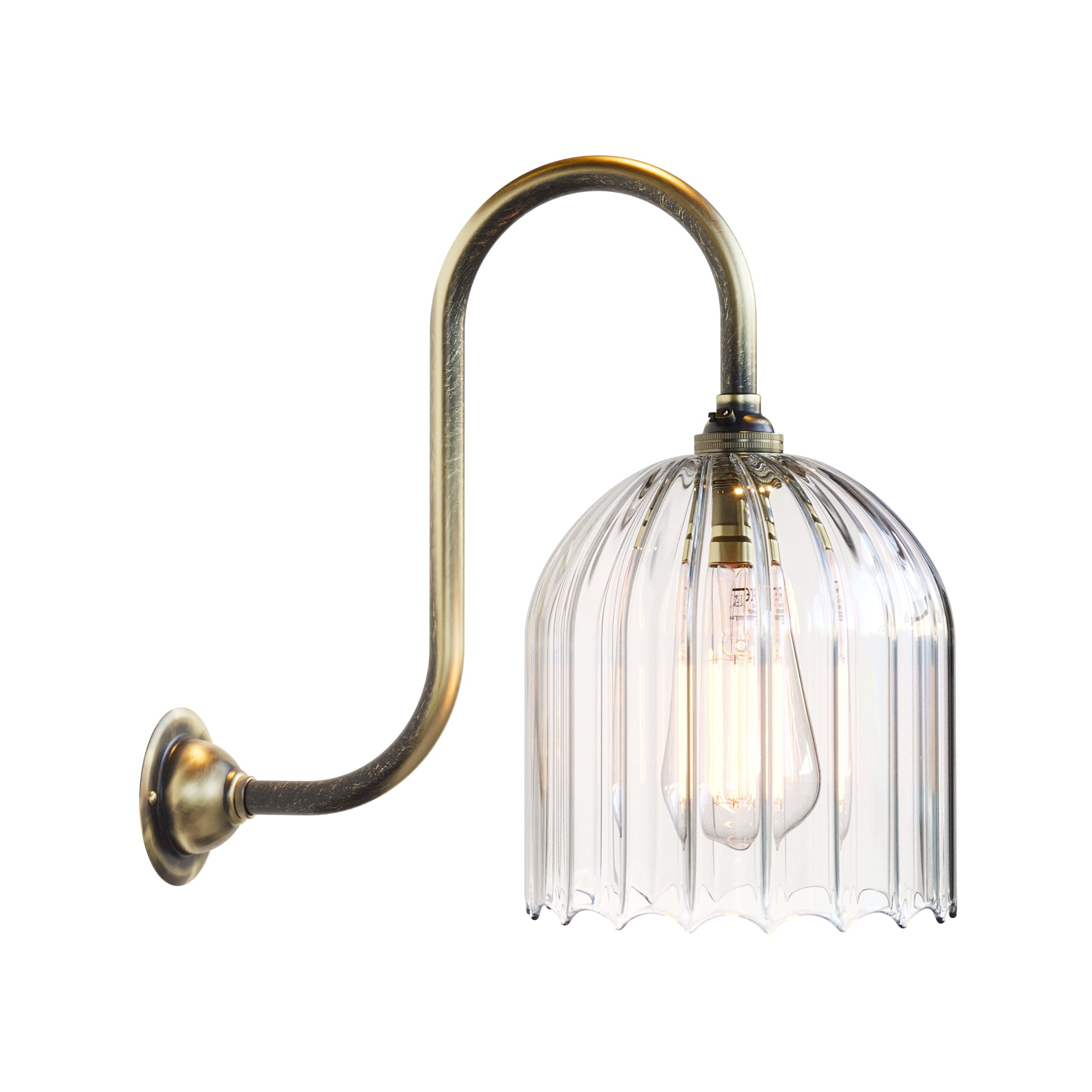 Swan Neck Frieda Ribbed Glass Wall Light