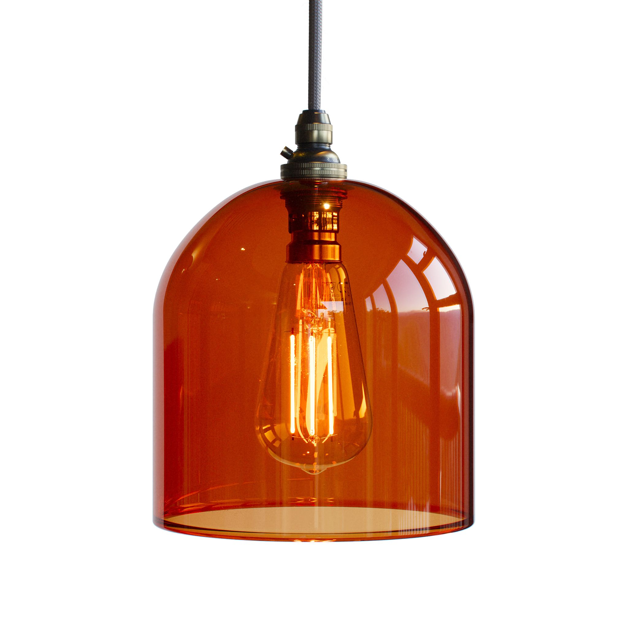 Frieda Straight Edge Coloured Glass Pendant Light - Amber