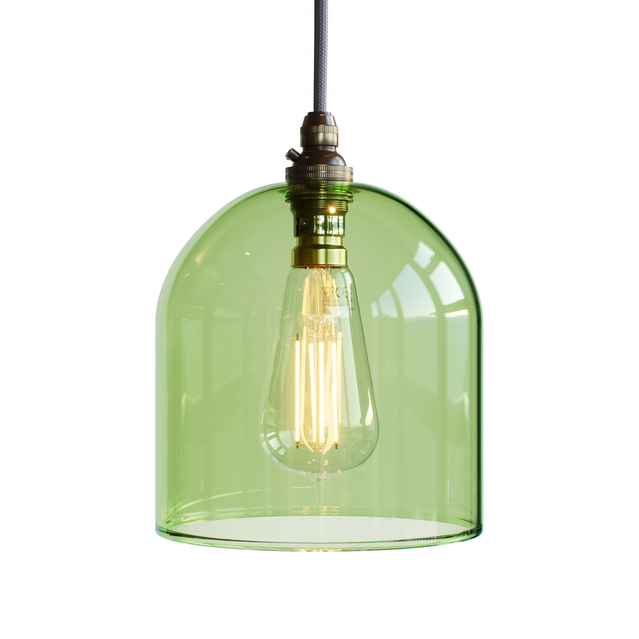 Frieda Straight Edge Coloured Glass Pendant Light - Lime Green
