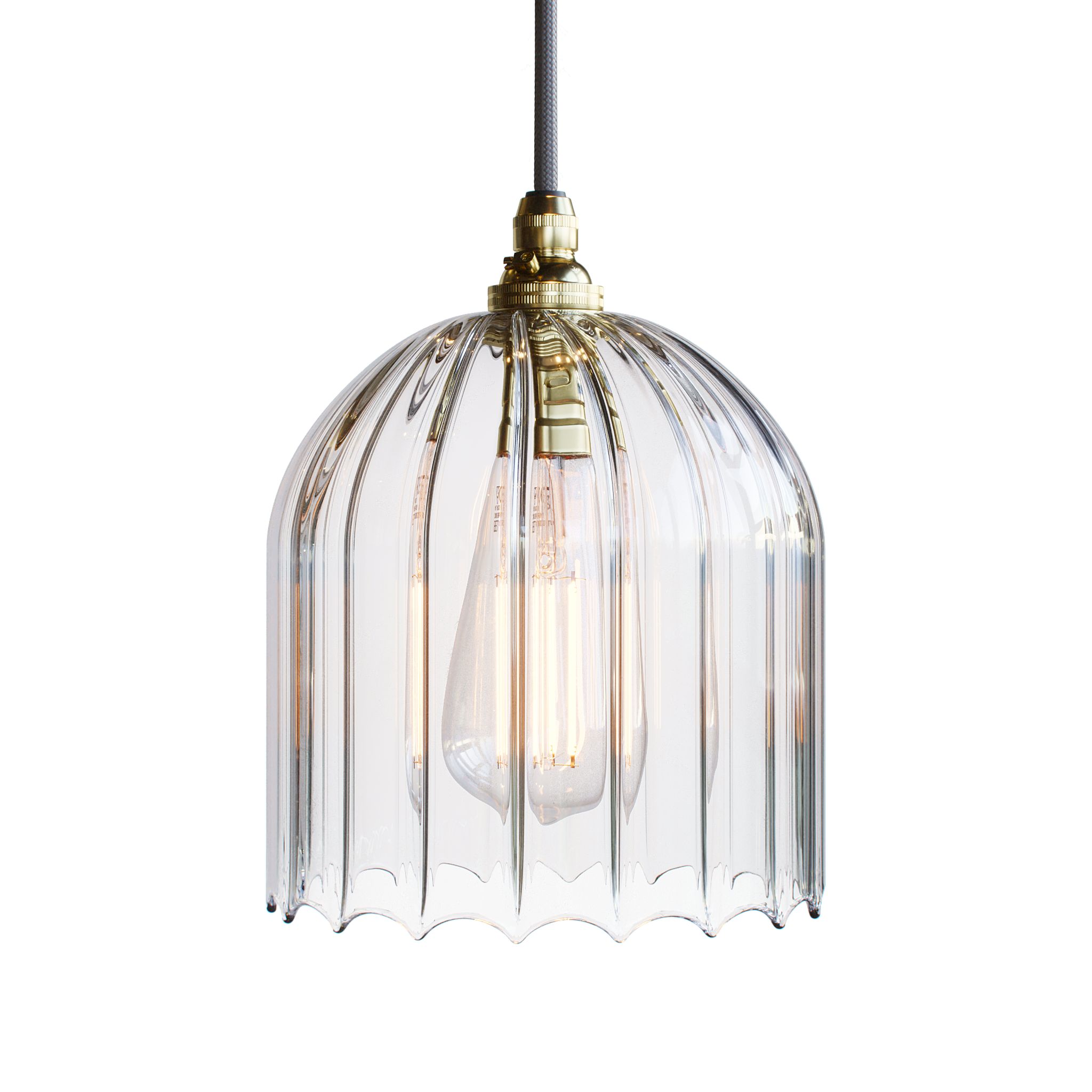 Frieda Clear Ribbed Glass Pendant Light