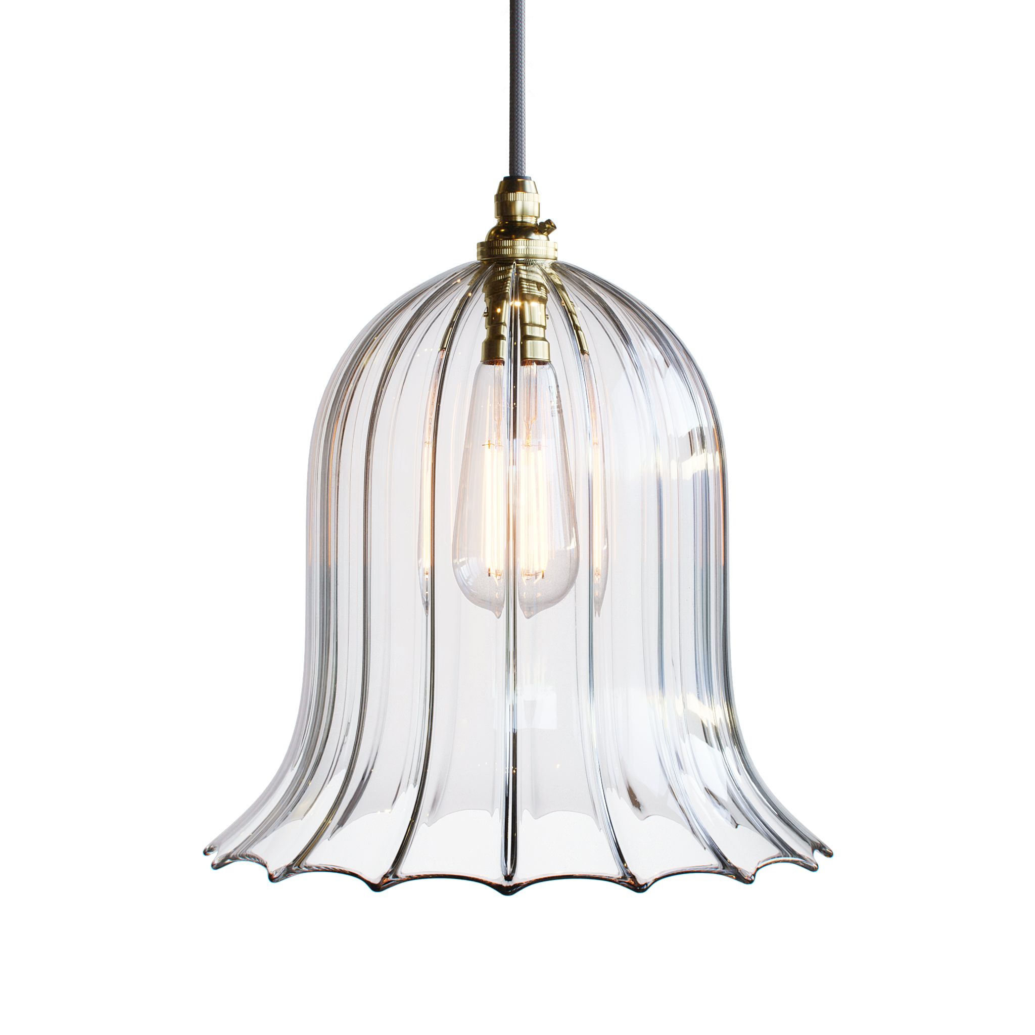 Humphrey Fluted Ribbed Clear Pendant Light - Large