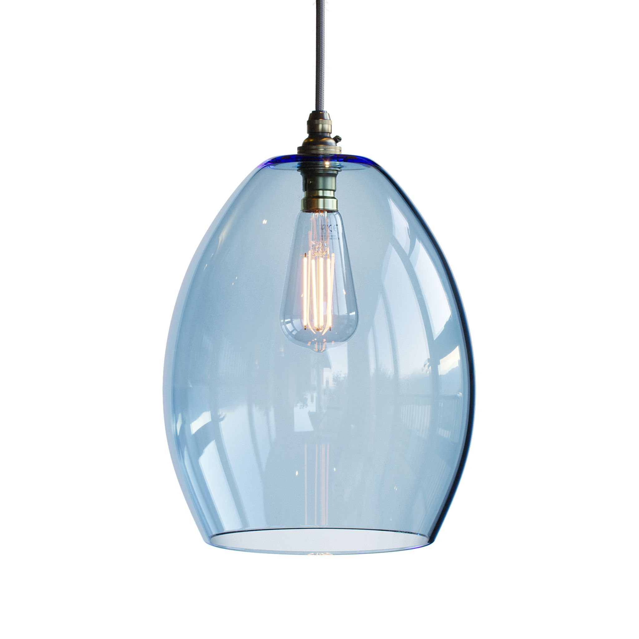 Jules Pale Blue Glass Pendant Light - Large
