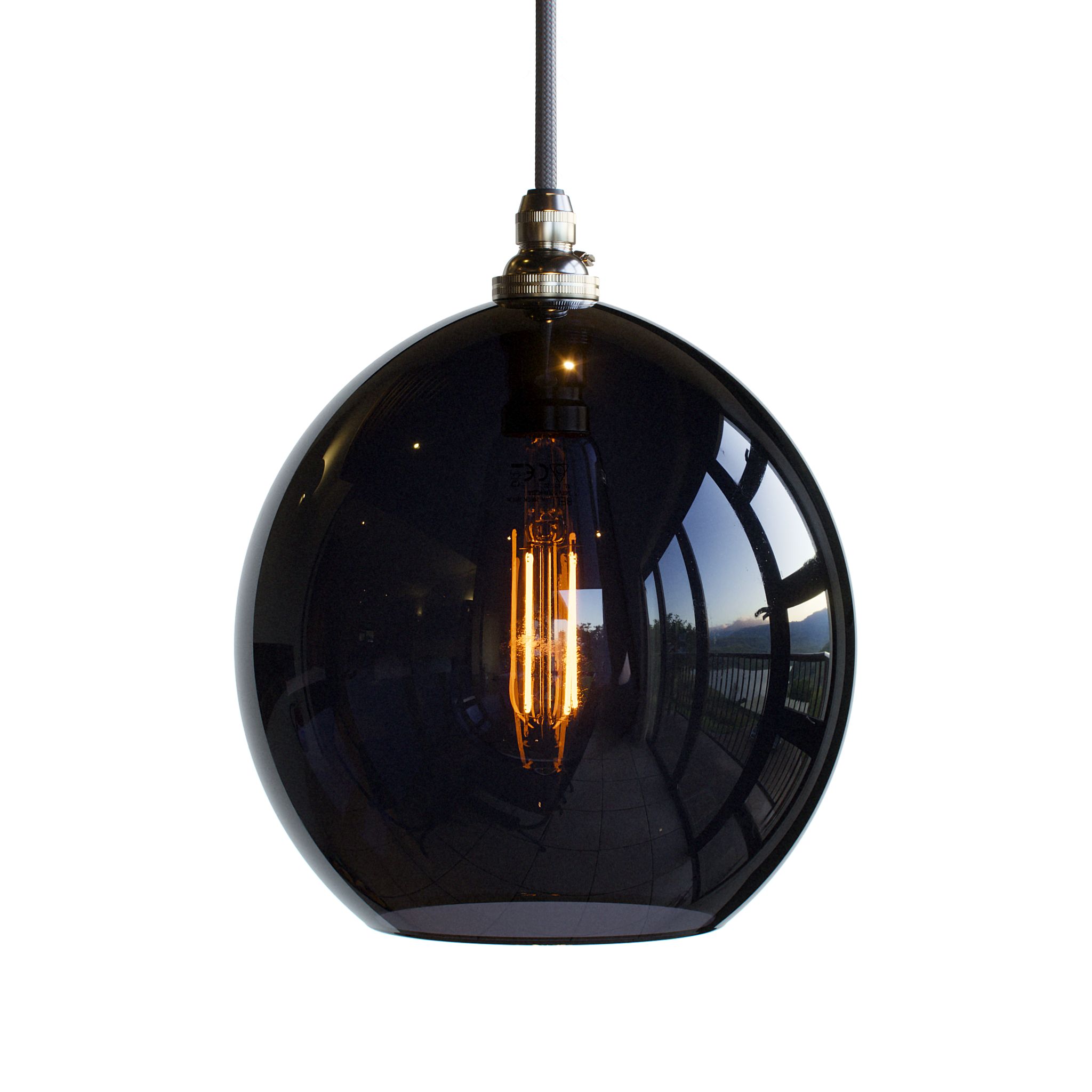 Wanda Coloured Glass Pendant Light - Inky Black