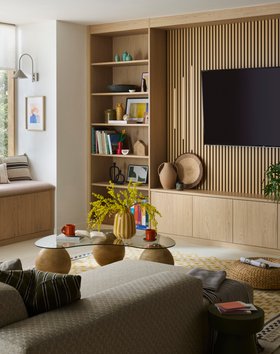 Sharps, Manhattan Media Unit In Nordic Oak With Natural Oak Slatted Feature Panels, From £2,000 (3)