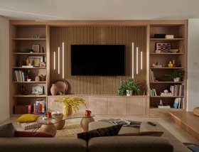 Sharps, Manhattan Media Unit In Nordic Oak With Natural Oak Slatted Feature Panels, From £2,000 (1)