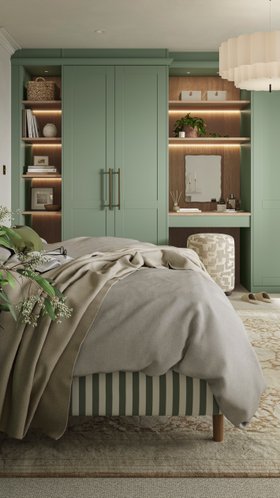 Sharps, Sorrento Bedroom In Willow Green With Contrasting Doors