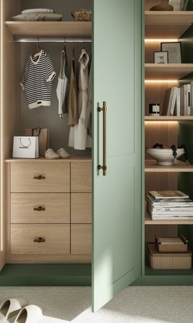 Sharps, Sorrento Bedroom In Willow Green With Contrasting Doors