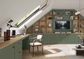 Sharps, Manhattan Loft Office In Willow Green With Nordic Oak Contrasting Finish, From £2,000
