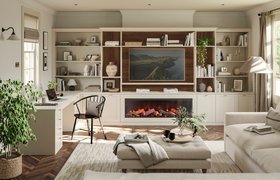 Sharps, Shaker Office And Living Room With Integrated Fireplace In Soft Linen With Contrasting Finish, From £2,000 (2)