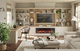 Sharps, Shaker Office And Living Room With Integrated Fireplace In Soft Linen With Contrasting Finish, From £2,000 (2)