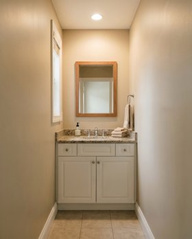 Feathr Halloween Powder Room BEFORE