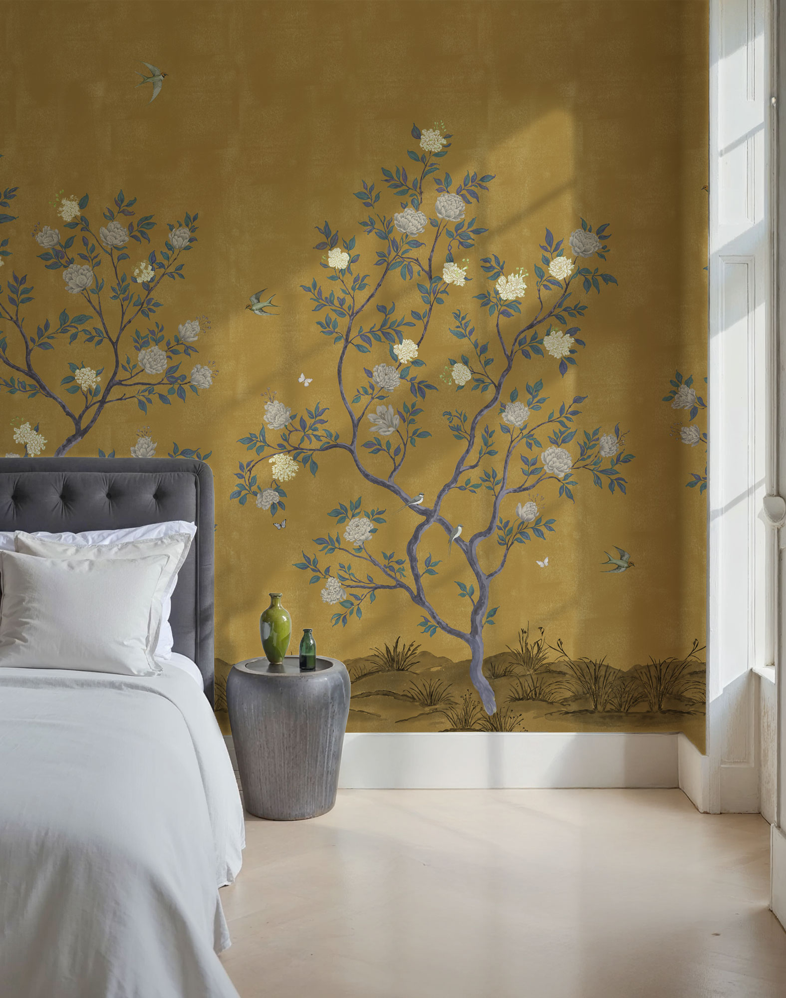 Yellow Chinoiserie Landscape Wall Mural FE48903 HeroImageHi