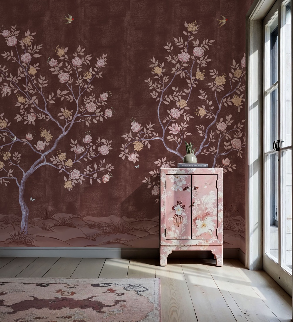 Brown Chinoiserie Landscape Wall Mural FE48905 HeroImageHi