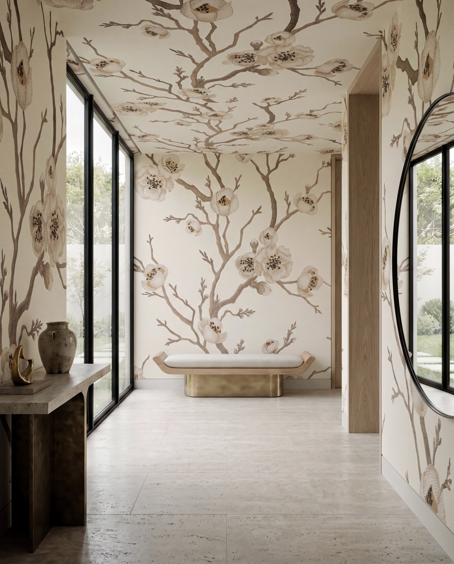 LF012C Sakura In Bloom Cream In Hallway