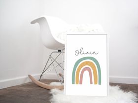 Personalised pastel rainbow nursery print