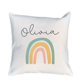 Personalised pastel rainbow cushion