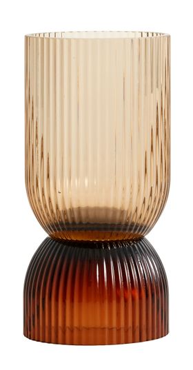 Brown Reeded Glass Vase/Candleholder