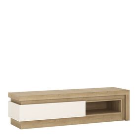 Lyon 1 Drawer TV Cabinet With Open Shelf (including LED Lighting) In Riviera OakWhite High Gloss