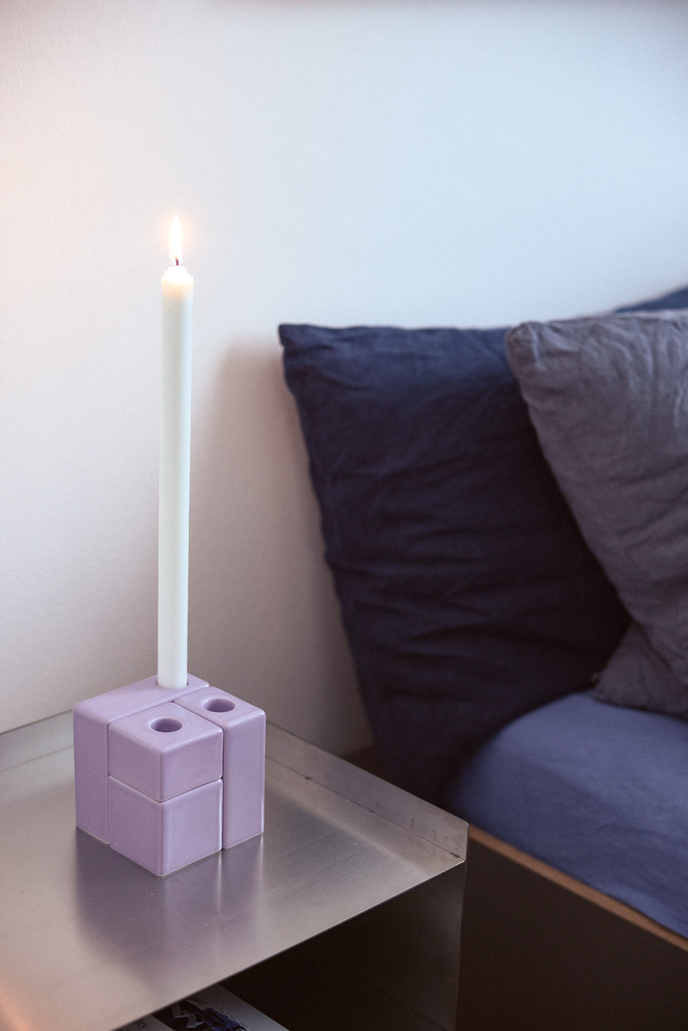 4 BLOCKS KERZENSTÄNDER LILA