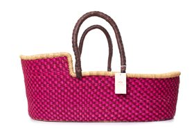 Natural Handwoven Baby Moses Basket - Pink Passion