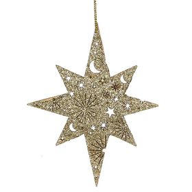 Gold Glitter Wooden Bethlehem Star