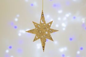 Gold Glitter Wooden Bethlehem Star